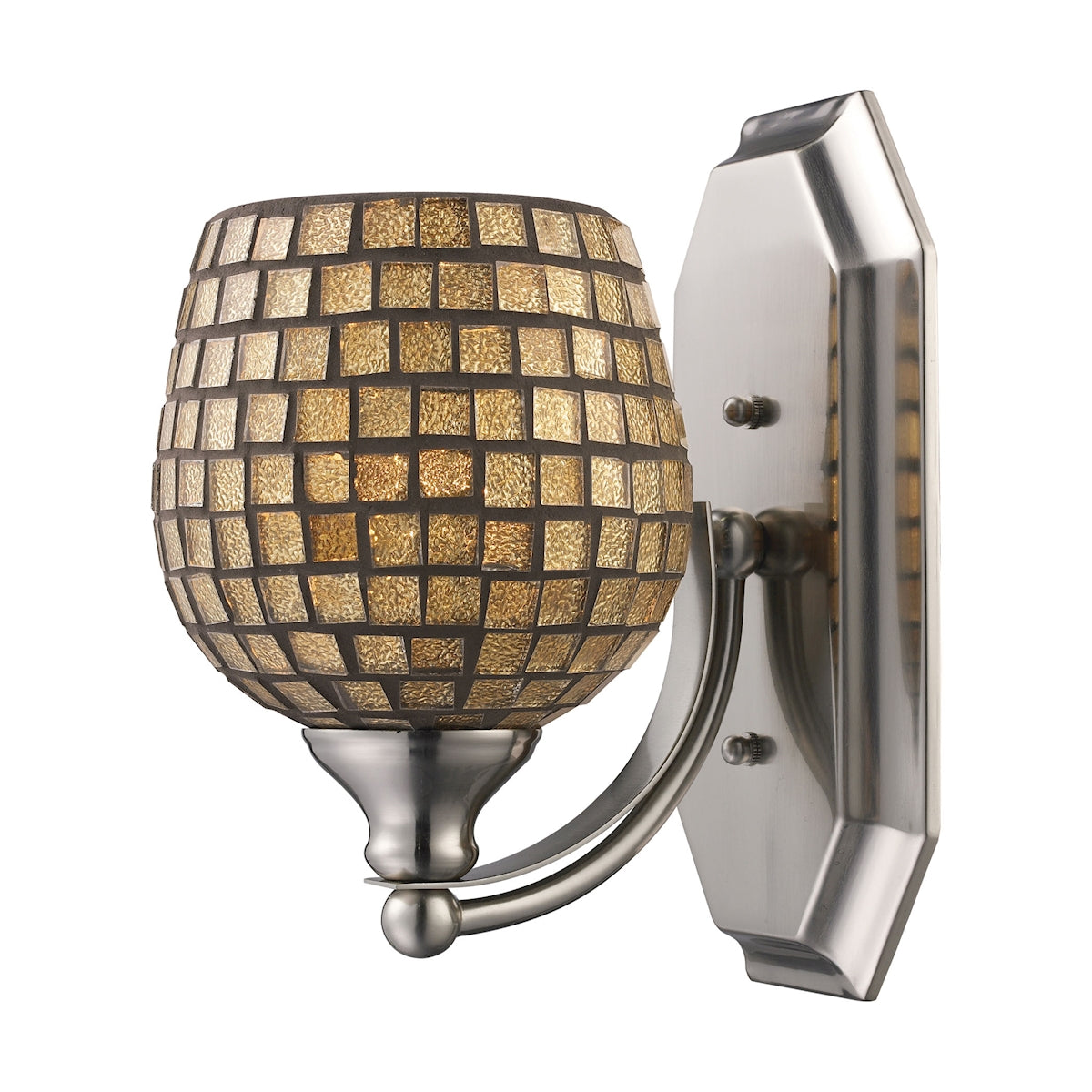 ELK Lighting 570-1C-GLD Mix and Match Vanity 1-Light Wall Lamp in Chrome with Gold Leaf Glass