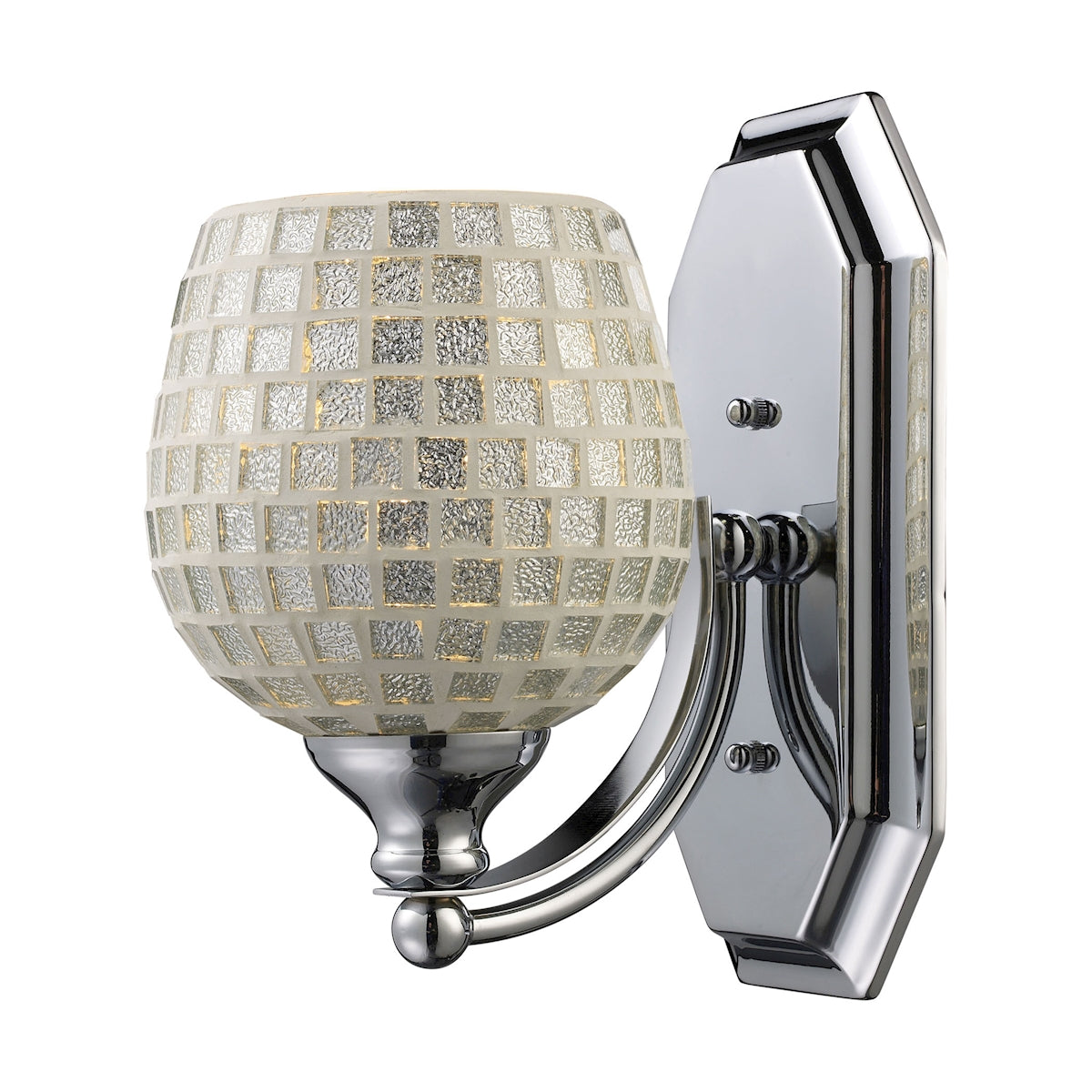 ELK Lighting 570-1C-SLV Mix and Match Vanity 1-Light Wall Lamp in Chrome with Silver Glass