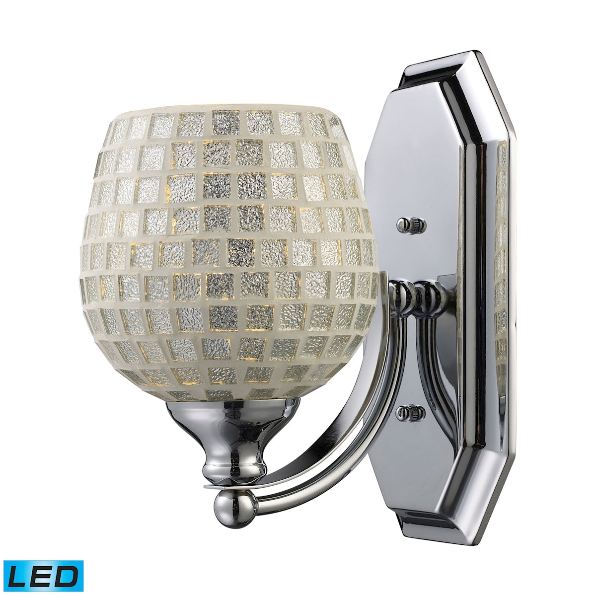 ELK Lighting 570-1C-SLV-LED Mix and Match Vanity 1-Light Wall Lamp in Chrome with Silver Glass - Includes LED Bulb