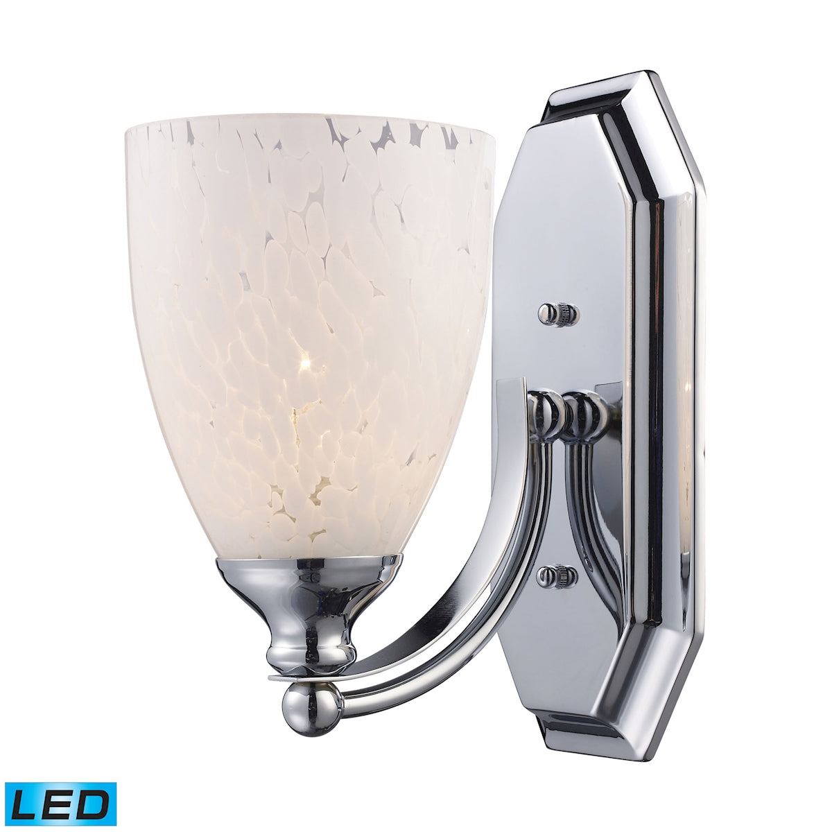 ELK Lighting 570-1C-SW-LED Mix and Match Vanity 1-Light Wall Lamp in Chrome with Snow White Glass - Includes LED Bulb