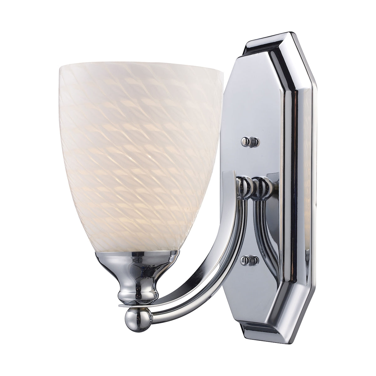 ELK Lighting 570-1C-WS Mix and Match Vanity 1-Light Wall Lamp in Chrome with White Swirl Glass