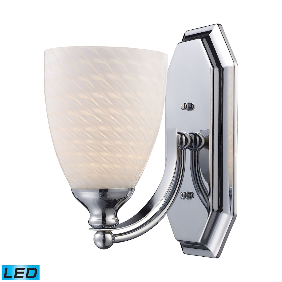ELK Lighting 570-1C-WS-LED Mix and Match Vanity 1-Light Wall Lamp in Chrome with White Swirl Glass - Includes LED Bulb