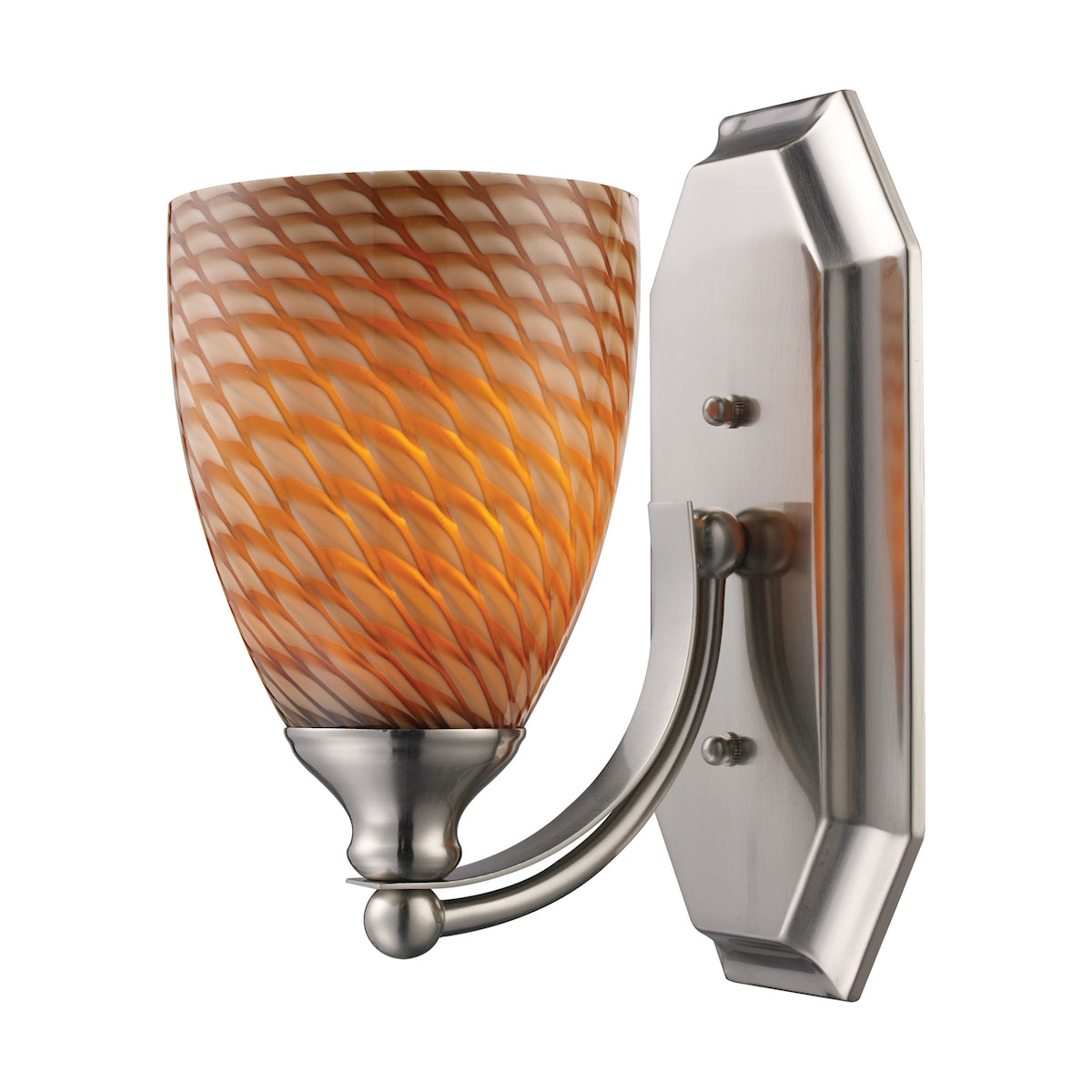 ELK Lighting 570-1N-C Mix-N-Match Vanity 1-Light Wall Lamp in Satin Nickel with Cocoa Glass