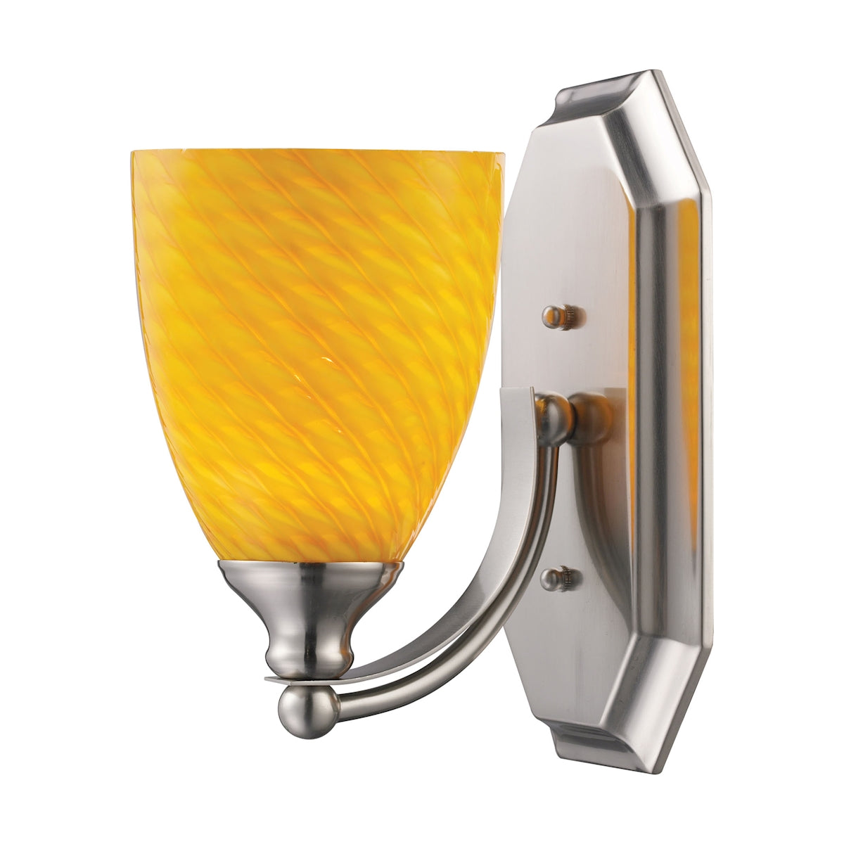 ELK Lighting 570-1N-CN Mix-N-Match Vanity 1-Light Wall Lamp in Satin Nickel with Canary Glass