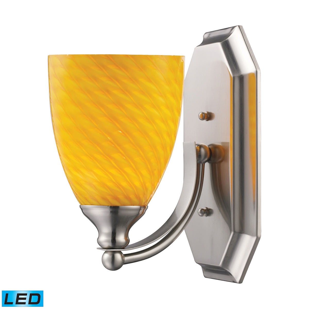 ELK Lighting 570-1N-CN-LED Mix-N-Match Vanity 1-Light Wall Lamp in Satin Nickel with Canary Glass - Includes LED Bulb