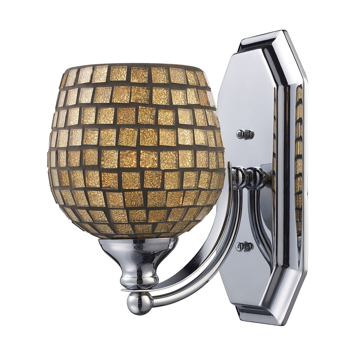 ELK Lighting 570-1N-GLD Mix-N-Match Vanity 1-Light Wall Lamp in Satin Nickel with Gold Leaf Glass