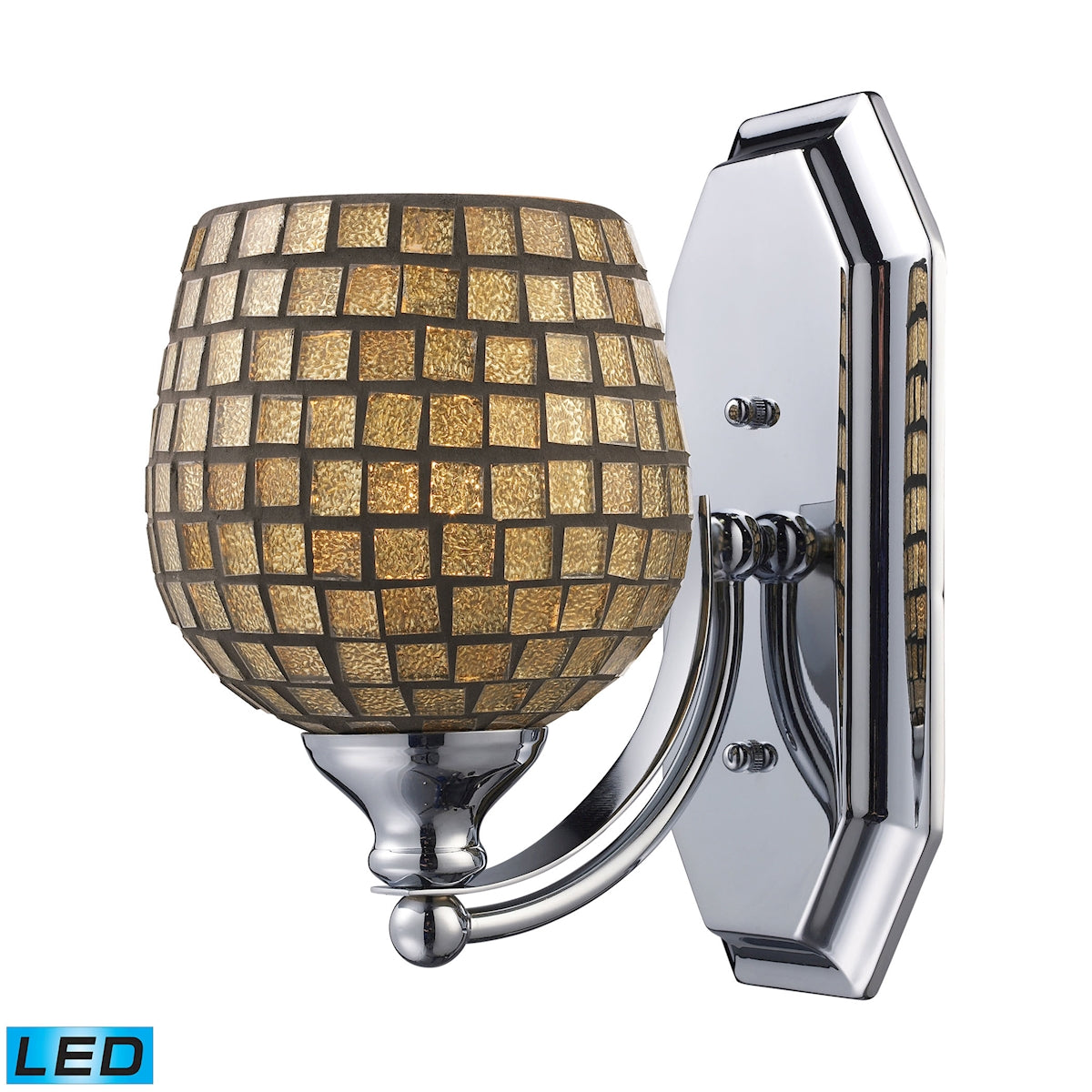 ELK Lighting 570-1N-GLD-LED Mix-N-Match Vanity 1-Light Wall Lamp in Satin Nickel with Gold Leaf Glass - Includes LED Bulb