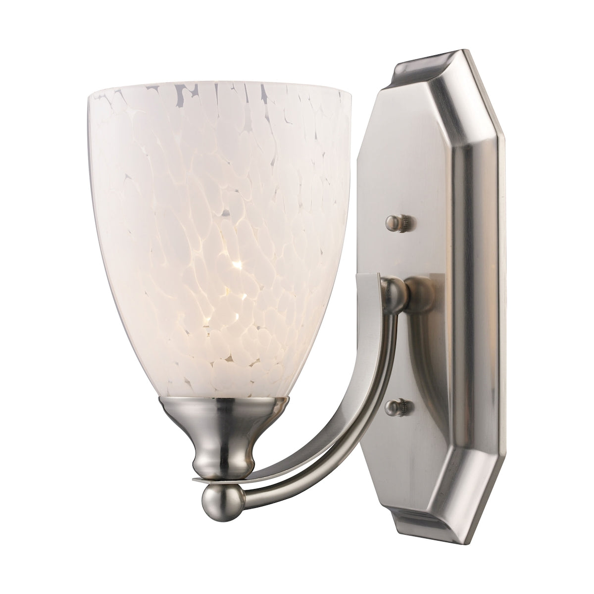 ELK Lighting 570-1N-SW Mix-N-Match Vanity 1-Light Wall Lamp in Satin Nickel with Snow White Glass