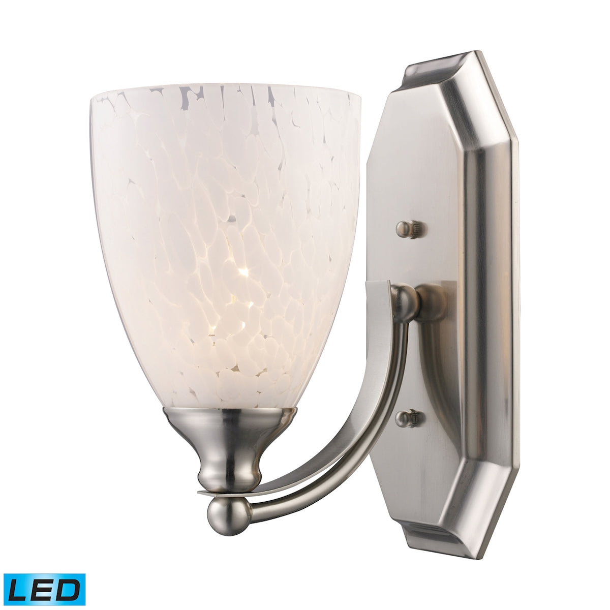 ELK Lighting 570-1N-SW-LED Mix-N-Match Vanity 1-Light Wall Lamp in Satin Nickel with Snow White Glass - Includes LED Bulb