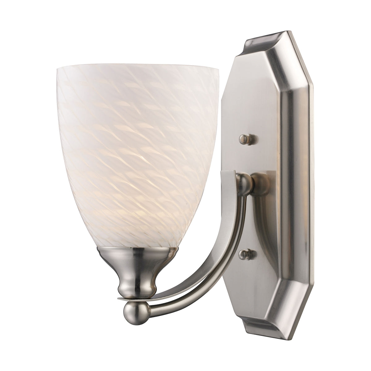ELK Lighting 570-1N-WS Mix-N-Match Vanity 1-Light Wall Lamp in Satin Nickel with White Swirl Glass