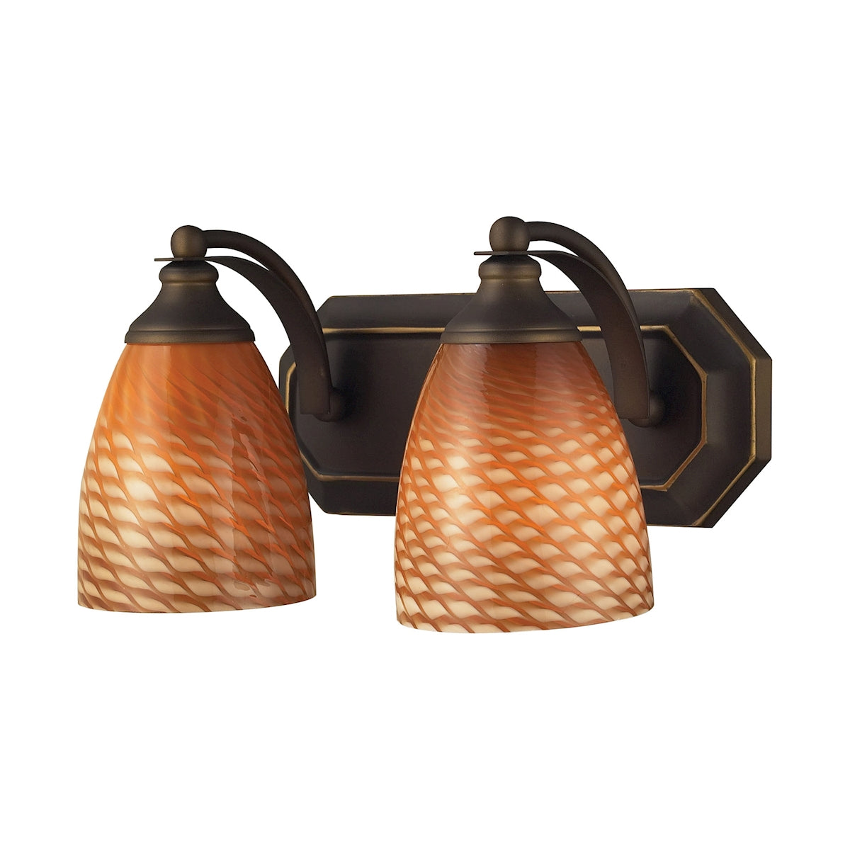 ELK Lighting 570-2B-C Mix-N-Match Vanity 2-Light Wall Lamp in Aged Bronze with Cocoa Glass