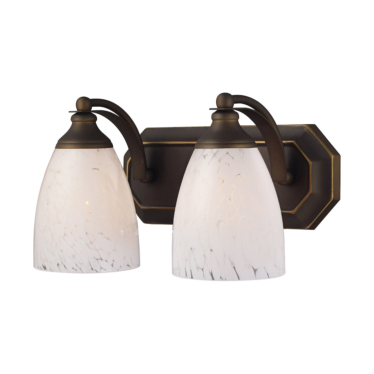 ELK Lighting 570-2B-SW Mix-N-Match Vanity 2-Light Wall Lamp in Aged Bronze with Snow White Glass