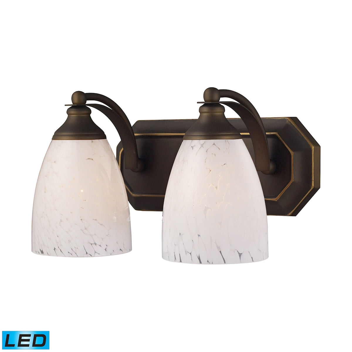 ELK Lighting 570-2B-SW-LED Mix-N-Match Vanity 2-Light Wall Lamp in Aged Bronze with Snow White Glass - Includes LED Bulbs