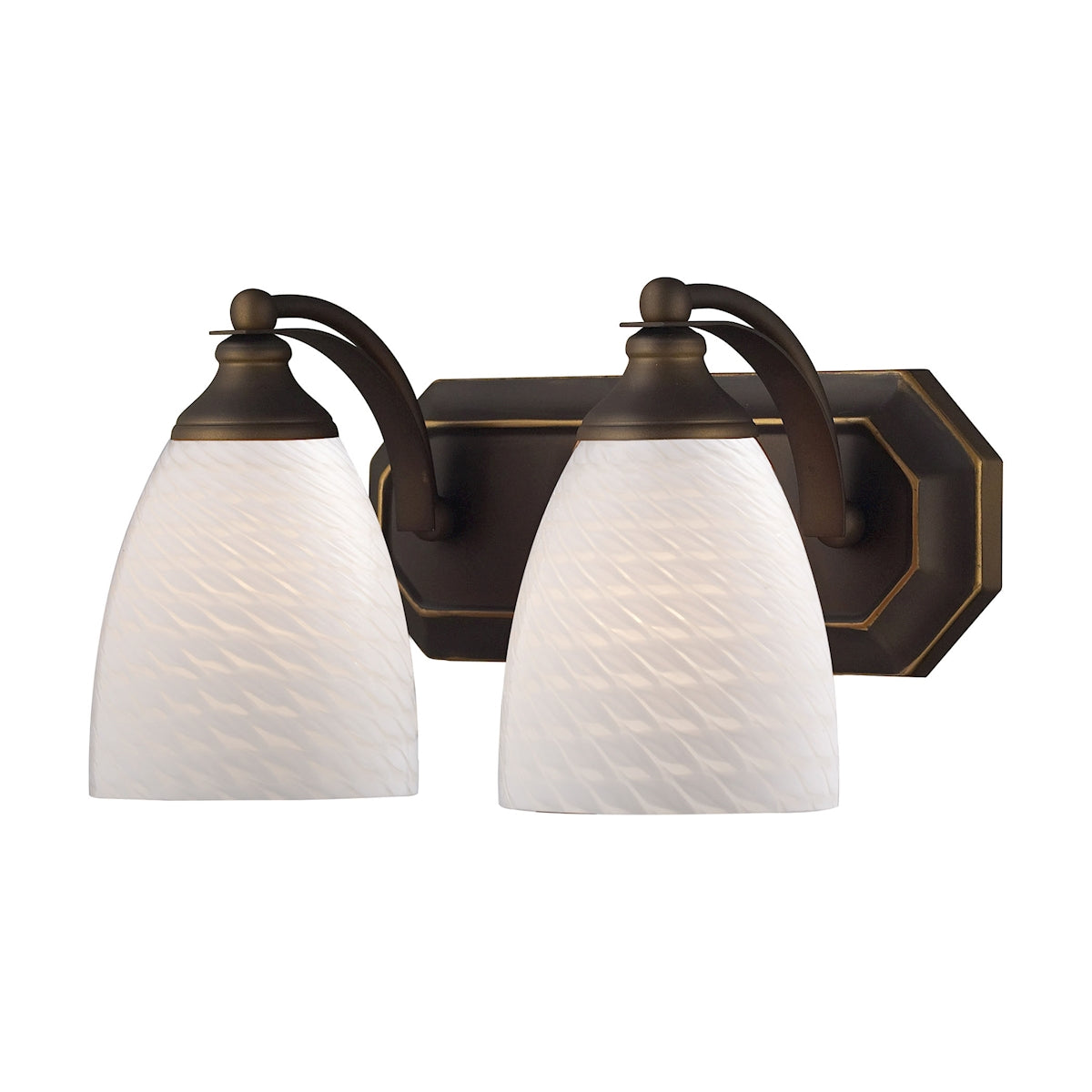 ELK Lighting 570-2B-WS Mix-N-Match Vanity 2-Light Wall Lamp in Aged Bronze with White Swirl Glass