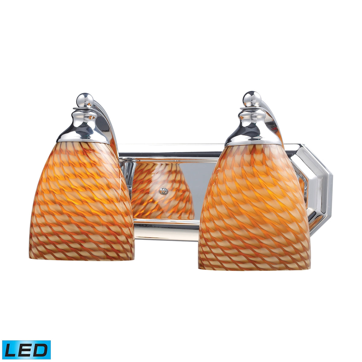 ELK Lighting 570-2C-C-LED Mix and Match Vanity 2-Light Wall Lamp in Chrome with Cocoa Glass - Includes LED Bulbs