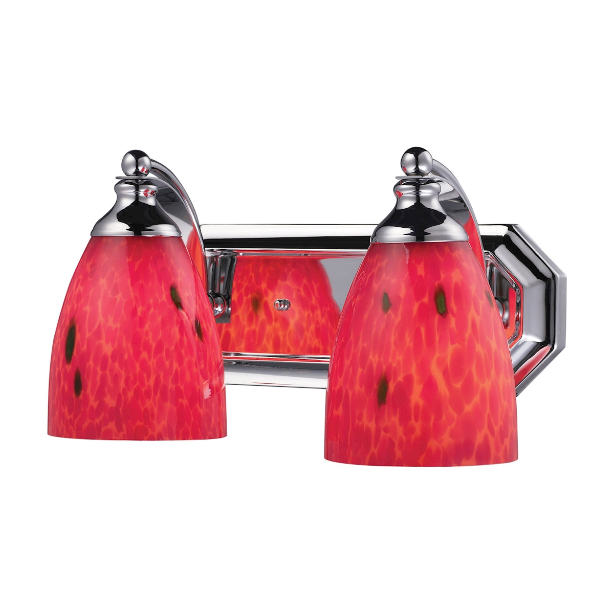 ELK Lighting 570-2C-FR Mix and Match Vanity 2-Light Wall Lamp in Chrome with Fire Red Glass
