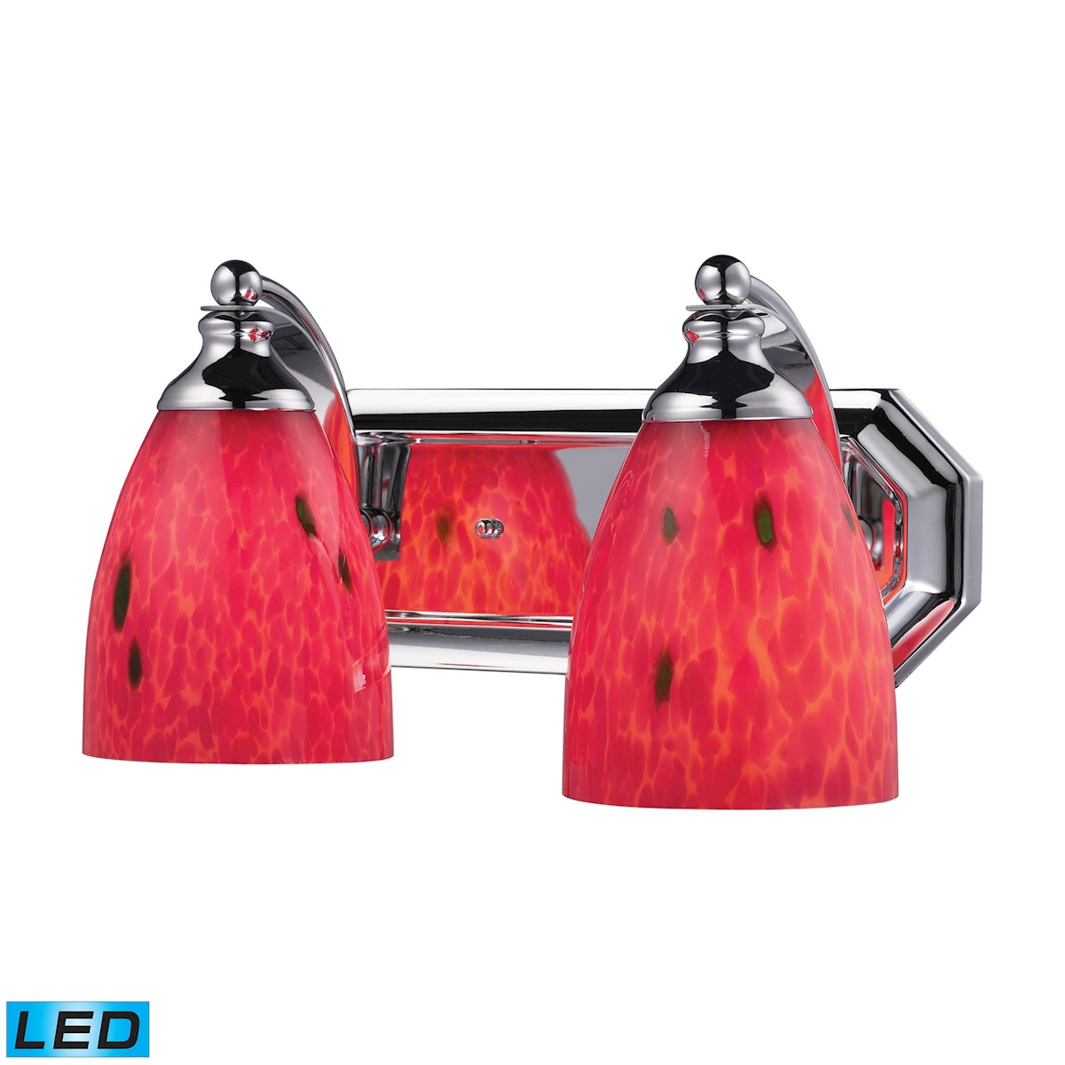 ELK Lighting 570-2C-FR-LED Mix and Match Vanity 2-Light Wall Lamp in Chrome with Fire Red Glass - Includes LED Bulbs