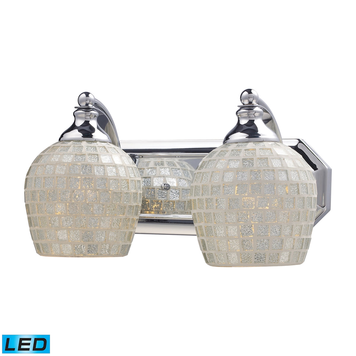 ELK Lighting 570-2C-SLV-LED Mix and Match Vanity 2-Light Wall Lamp in Chrome with Silver Glass - Includes LED Bulbs