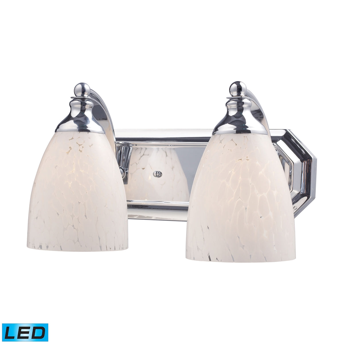 ELK Lighting 570-2C-SW-LED Mix and Match Vanity 2-Light Wall Lamp in Chrome with Snow White Glass - Includes LED Bulbs