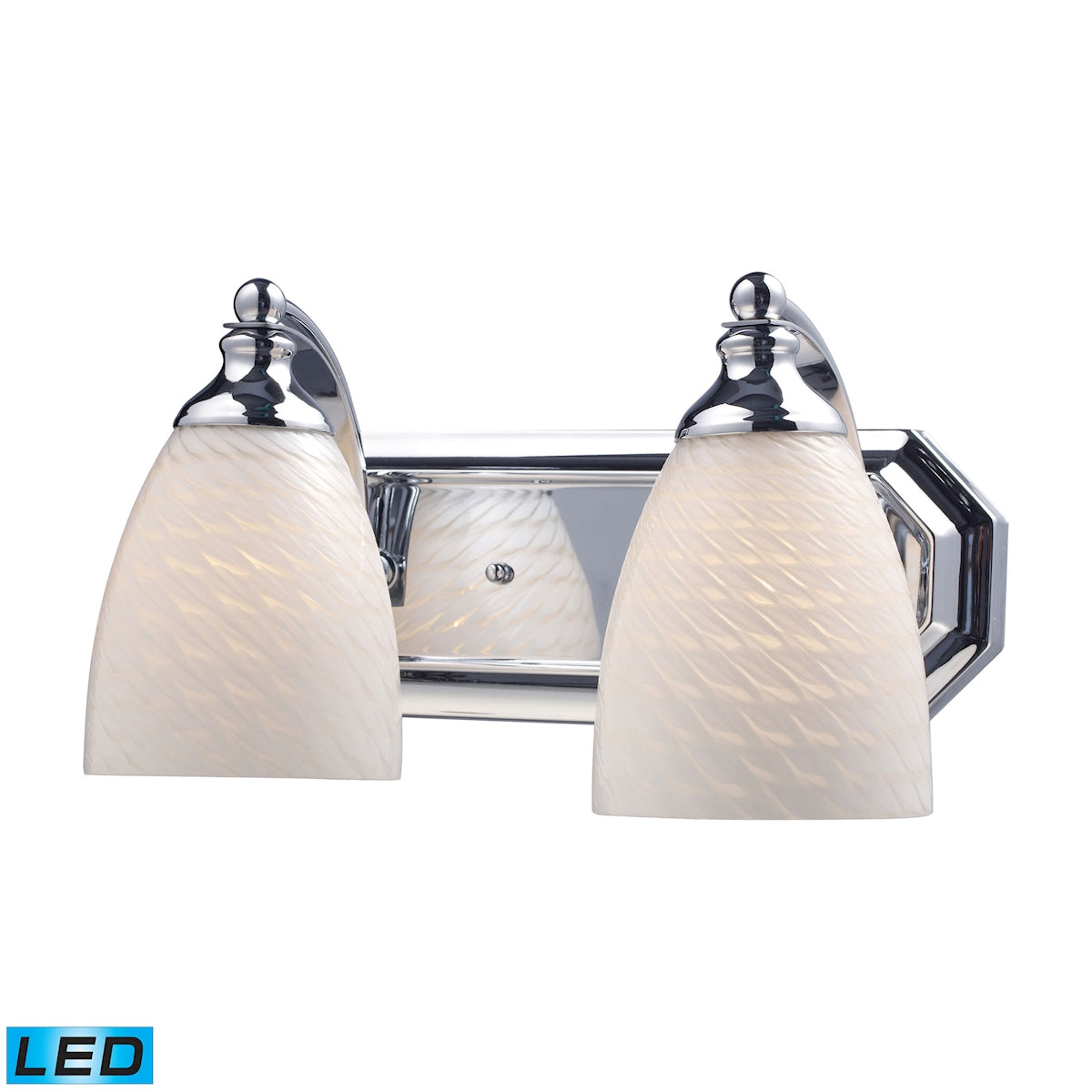 ELK Lighting 570-2C-WS-LED Mix and Match Vanity 2-Light Wall Lamp in Chrome with White Swirl Glass - Includes LED Bulbs