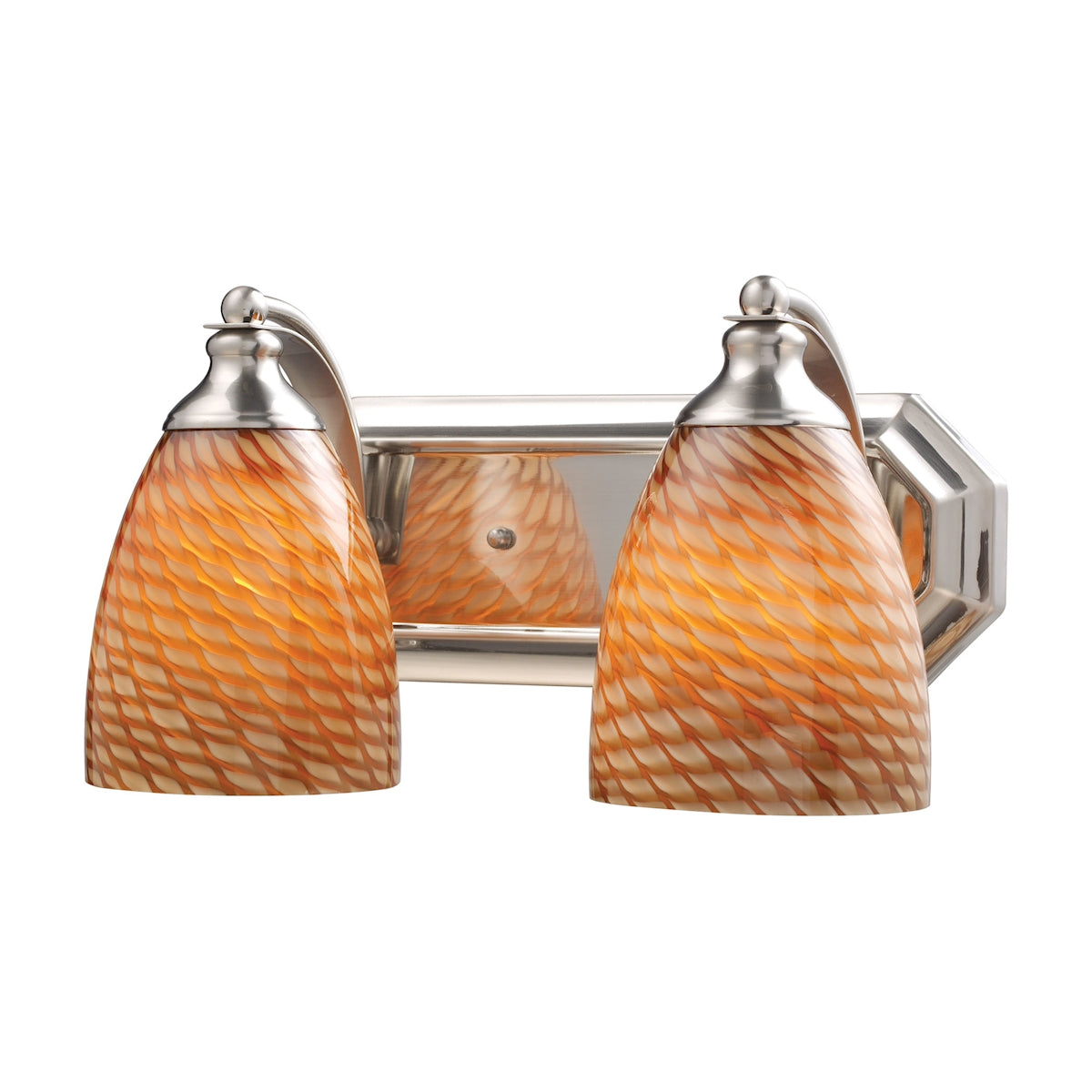 ELK Lighting 570-2N-C Mix-N-Match Vanity 2-Light Wall Lamp in Satin Nickel with Cocoa Glass