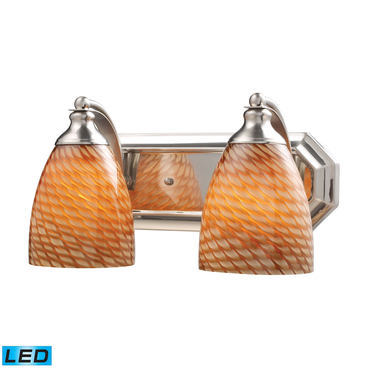 ELK Lighting 570-2N-C-LED Mix-N-Match Vanity 2-Light Wall Lamp in Satin Nickel with Cocoa Glass - Includes LED Bulbs