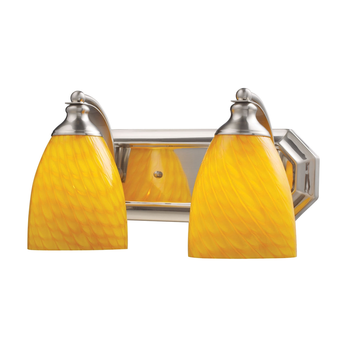 ELK Lighting 570-2N-CN Mix-N-Match Vanity 2-Light Wall Lamp in Satin Nickel with Canary Glass