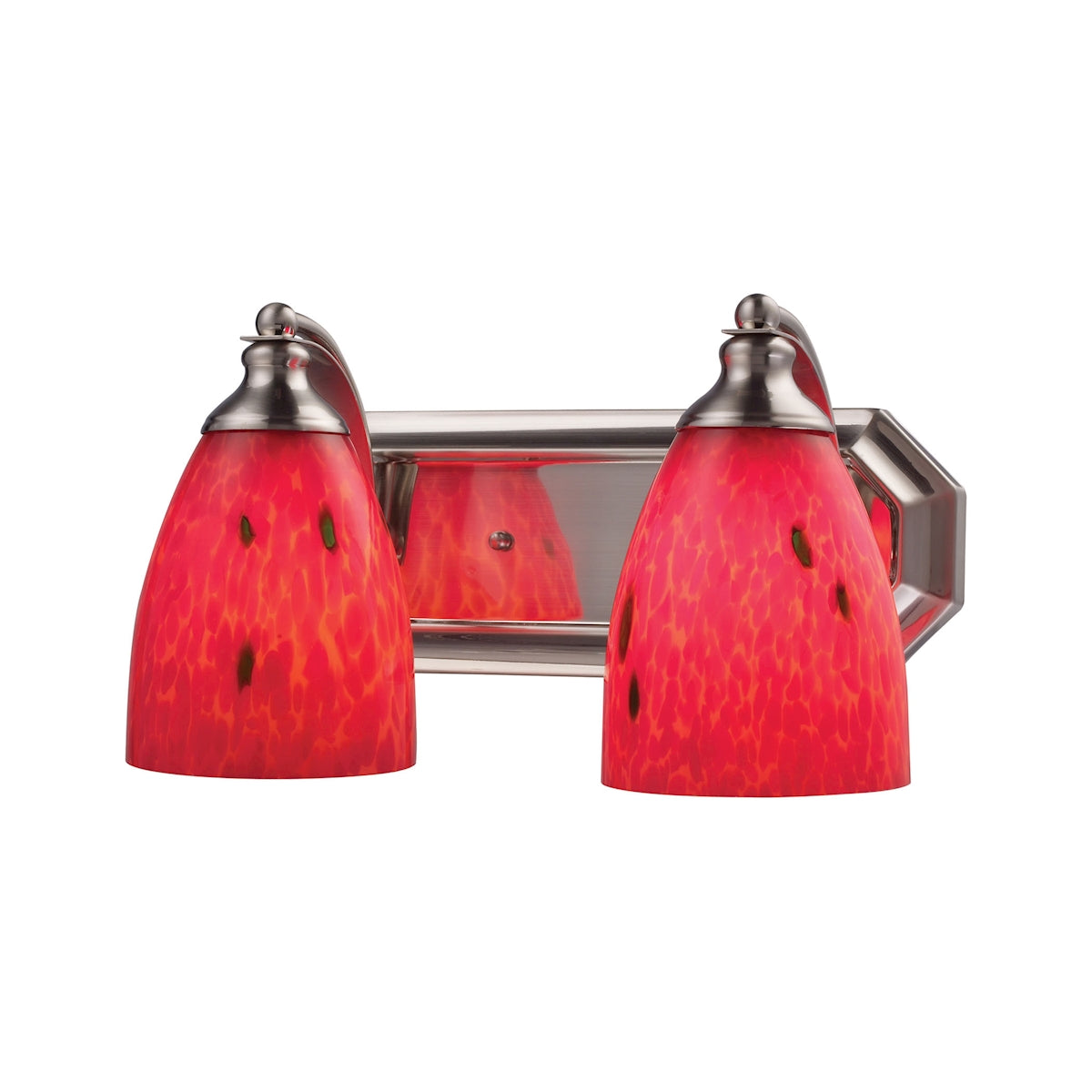 ELK Lighting 570-2N-FR Mix-N-Match Vanity 2-Light Wall Lamp in Satin Nickel with Fire Red Glass