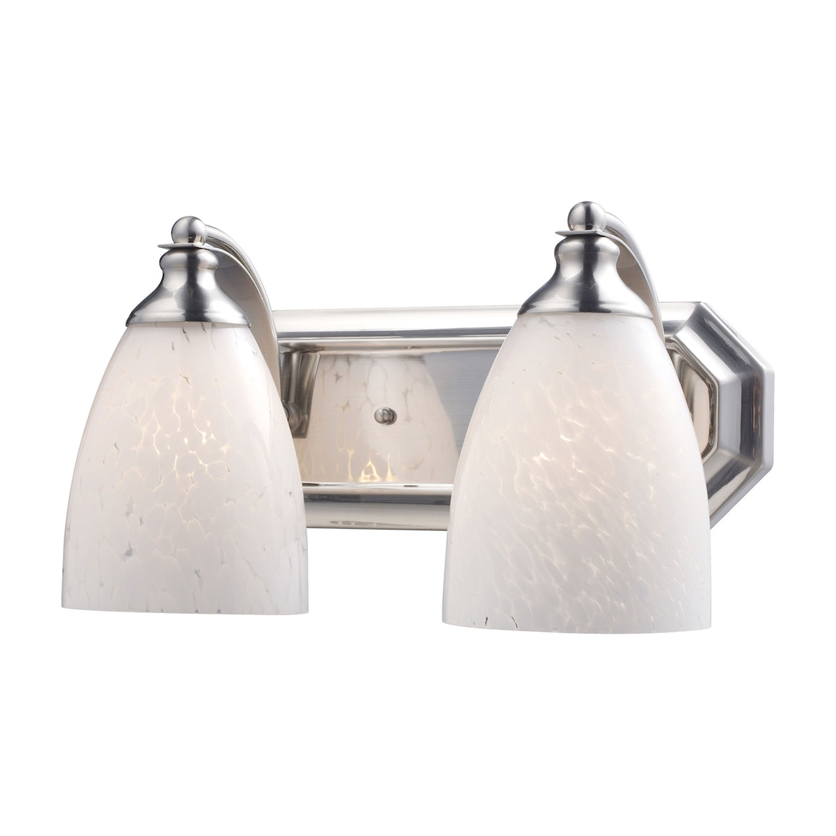 ELK Lighting 570-2N-SW Mix-N-Match Vanity 2-Light Wall Lamp in Satin Nickel with Snow White Glass