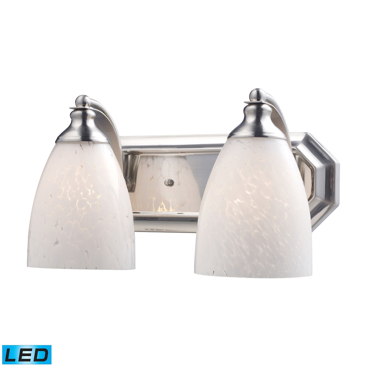 ELK Lighting 570-2N-SW-LED Mix-N-Match Vanity 2-Light Wall Lamp in Satin Nickel with Snow White Glass - Includes LED Bulbs
