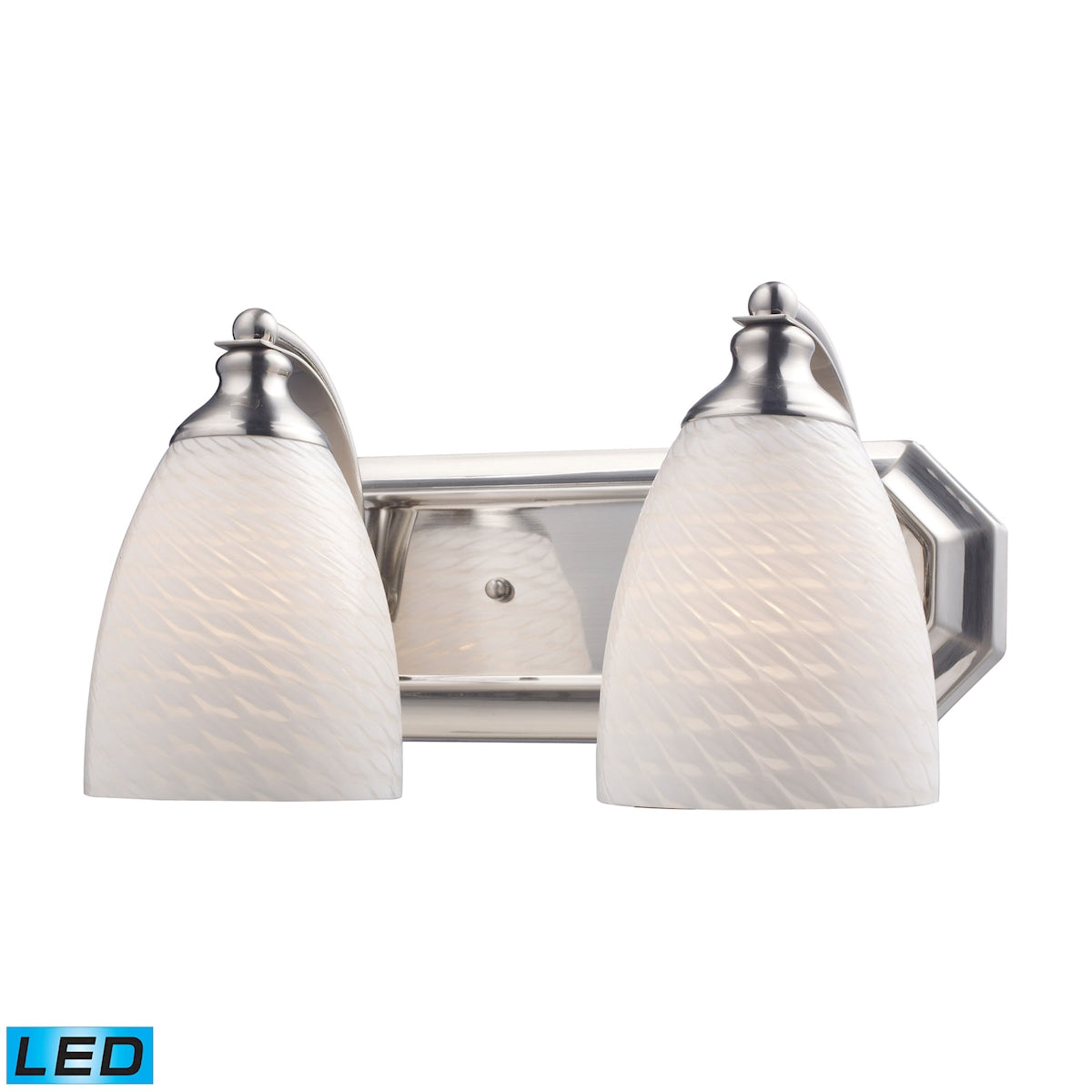 ELK Lighting 570-2N-WS-LED Mix-N-Match Vanity 2-Light Wall Lamp in Satin Nickel with White Swirl Glass - Includes LED Bulbs