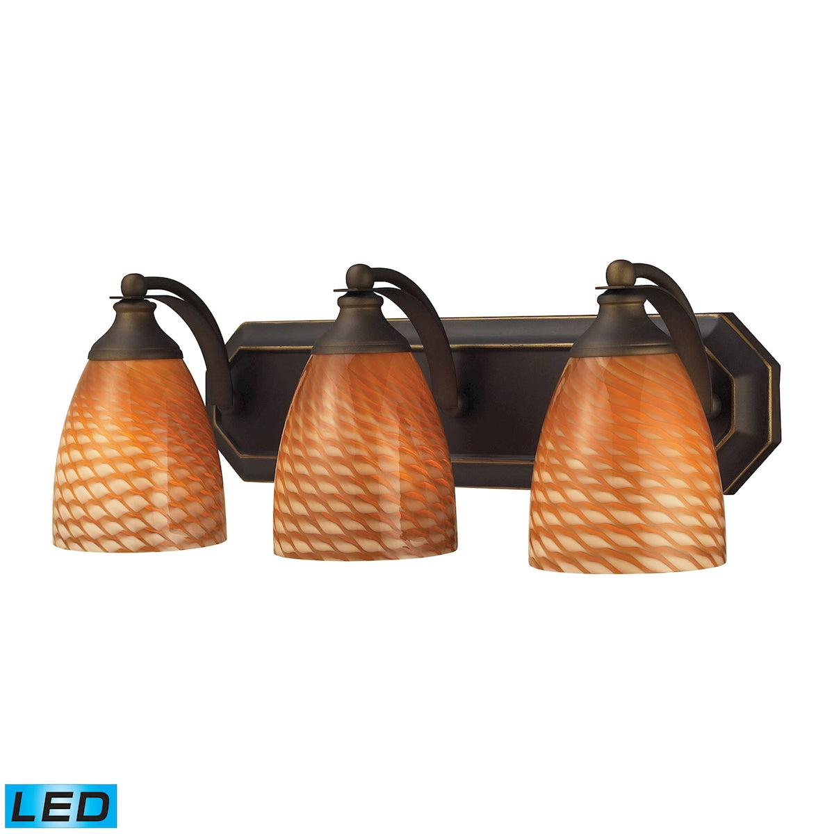 ELK Lighting 570-3B-C-LED Mix-N-Match Vanity 3-Light Wall Lamp in Aged Bronze with Cocoa Glass - Includes LED Bulbs