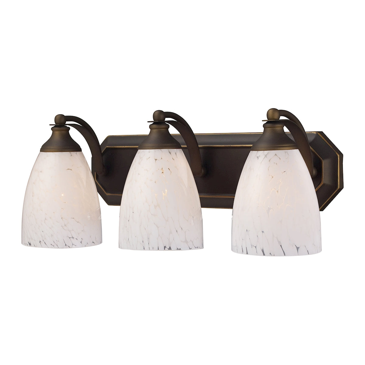 ELK Lighting 570-3B-SW Mix-N-Match Vanity 3-Light Wall Lamp in Aged Bronze with Snow White Glass