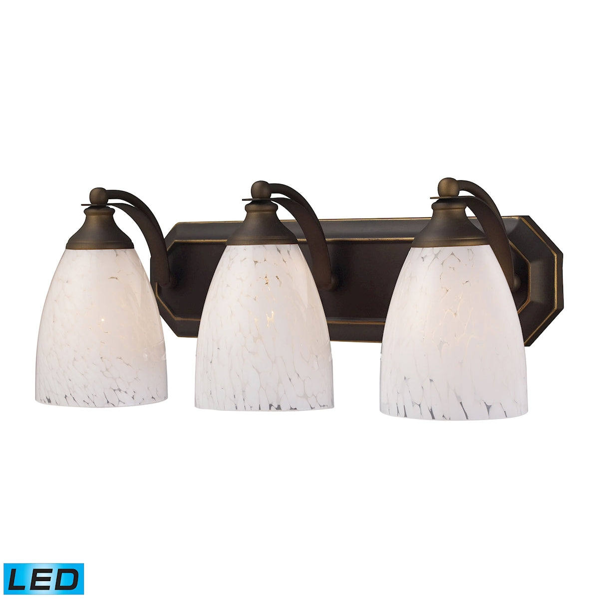 ELK Lighting 570-3B-SW-LED Mix-N-Match Vanity 3-Light Wall Lamp in Aged Bronze with Snow White Glass - Includes LED Bulbs