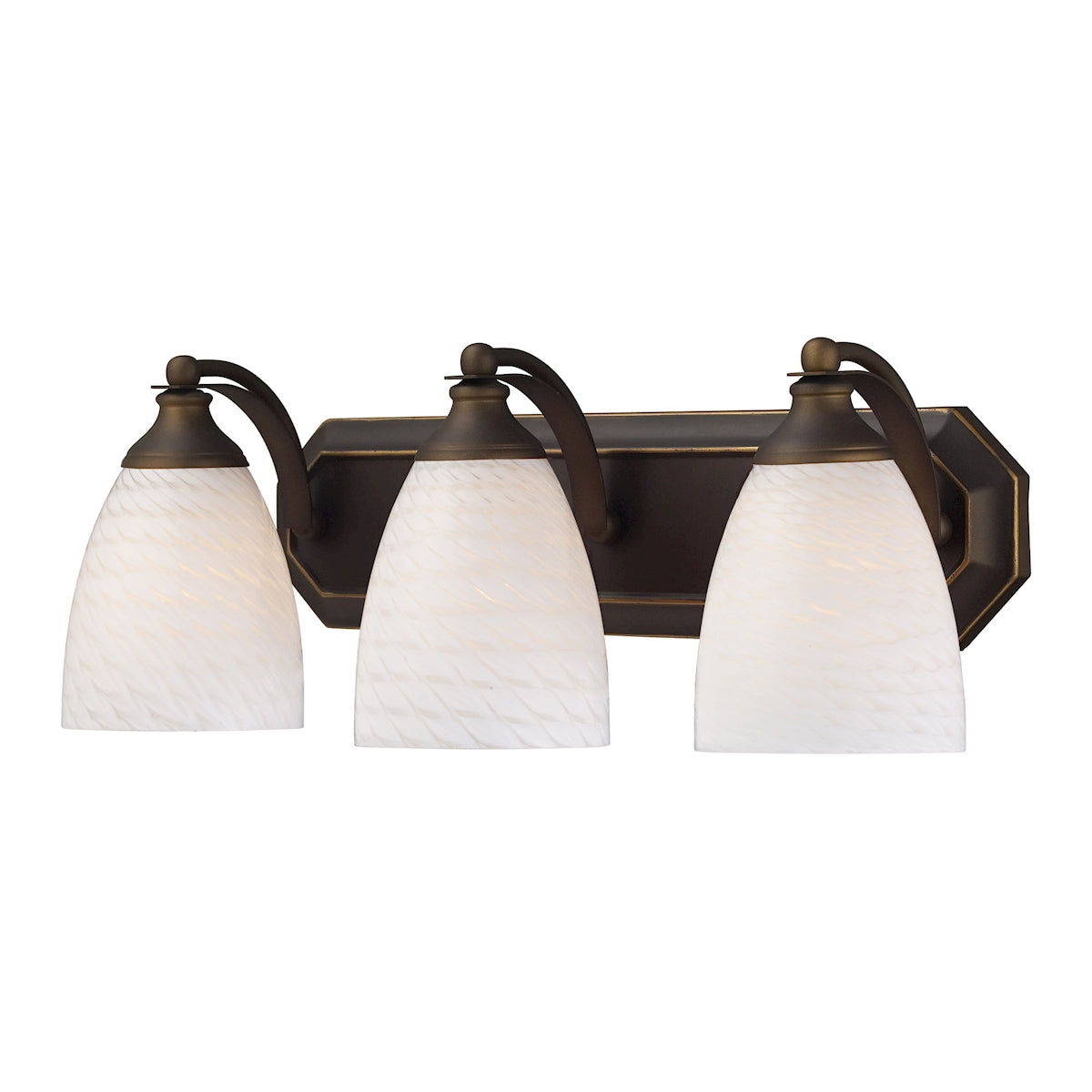 ELK Lighting 570-3B-WS Mix-N-Match Vanity 3-Light Wall Lamp in Aged Bronze with White Swirl Glass