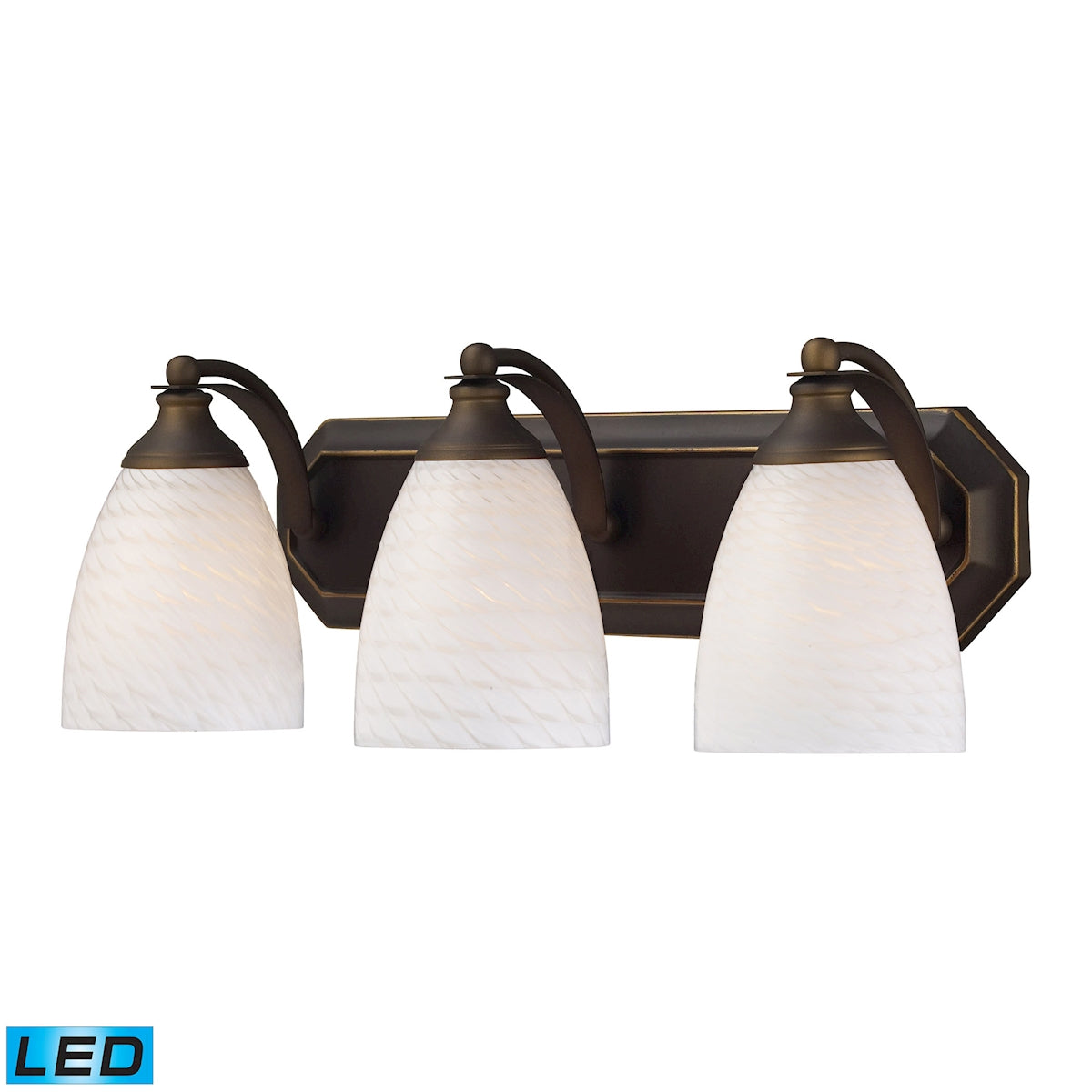 ELK Lighting 570-3B-WS-LED Mix-N-Match Vanity 3-Light Wall Lamp in Aged Bronze with White Swirl Glass - Includes LED Bulbs