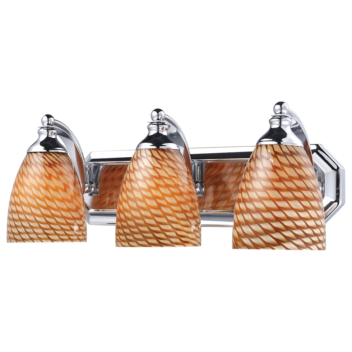 ELK Lighting 570-3C-C Mix and Match Vanity 3-Light Wall Lamp in Chrome with Cocoa Glass