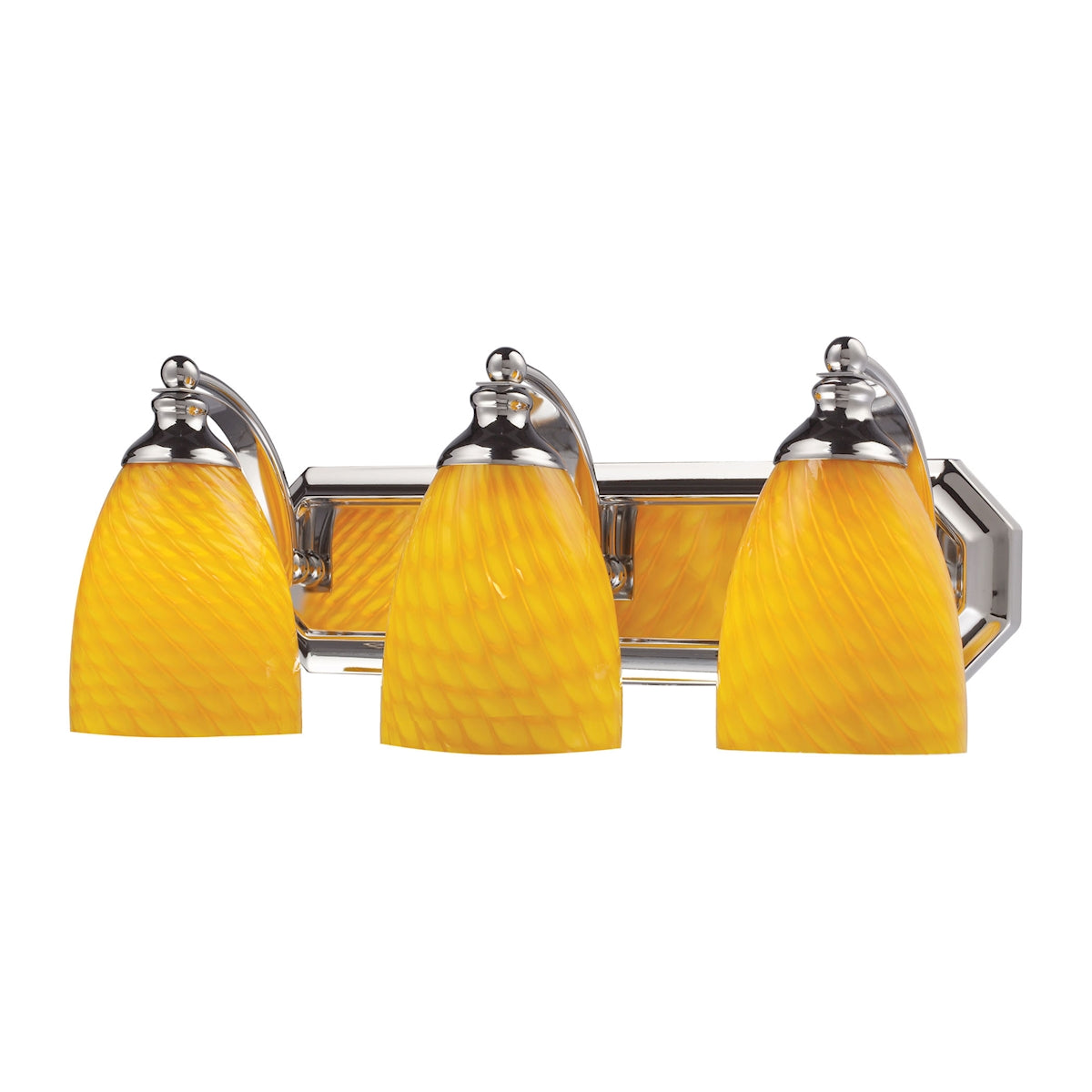 ELK Lighting 570-3C-CN Mix and Match Vanity 3-Light Wall Lamp in Chrome with Canary Glass
