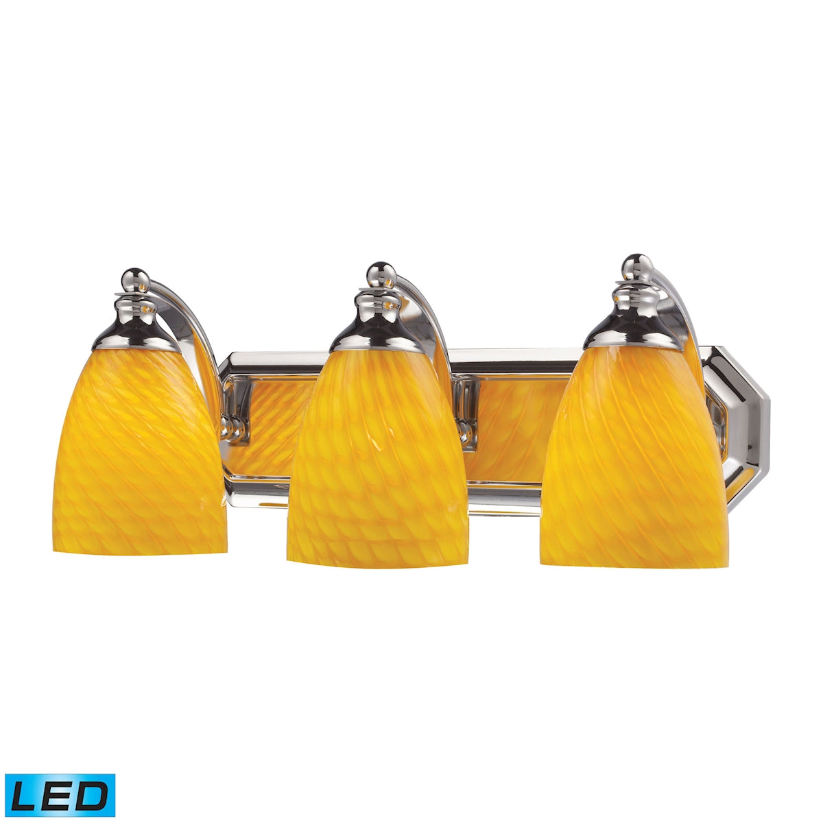 ELK Lighting 570-3C-CN-LED Mix and Match Vanity 3-Light Wall Lamp in Chrome with Canary Glass - Includes LED Bulbs