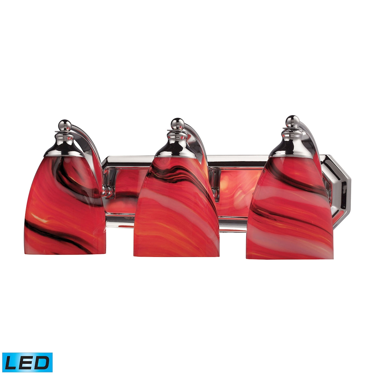 ELK Lighting 570-3C-CY-LED Mix and Match Vanity 3-Light Wall Lamp in Chrome with Canary Glass - Includes LED Bulbs