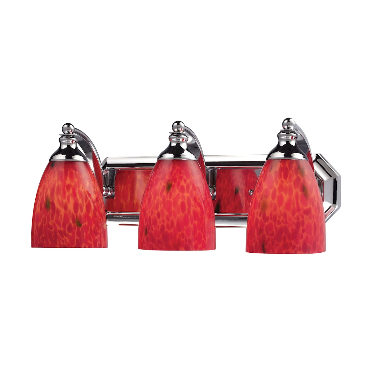 ELK Lighting 570-3C-FR Mix and Match Vanity 3-Light Wall Lamp in Chrome with Fire Red Glass