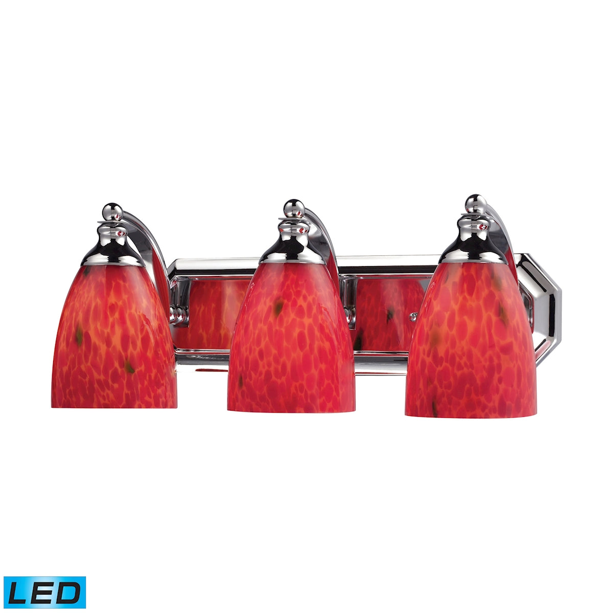 ELK Lighting 570-3C-FR-LED Mix and Match Vanity 3-Light Wall Lamp in Chrome with Fire Red Glass - Includes LED Bulbs