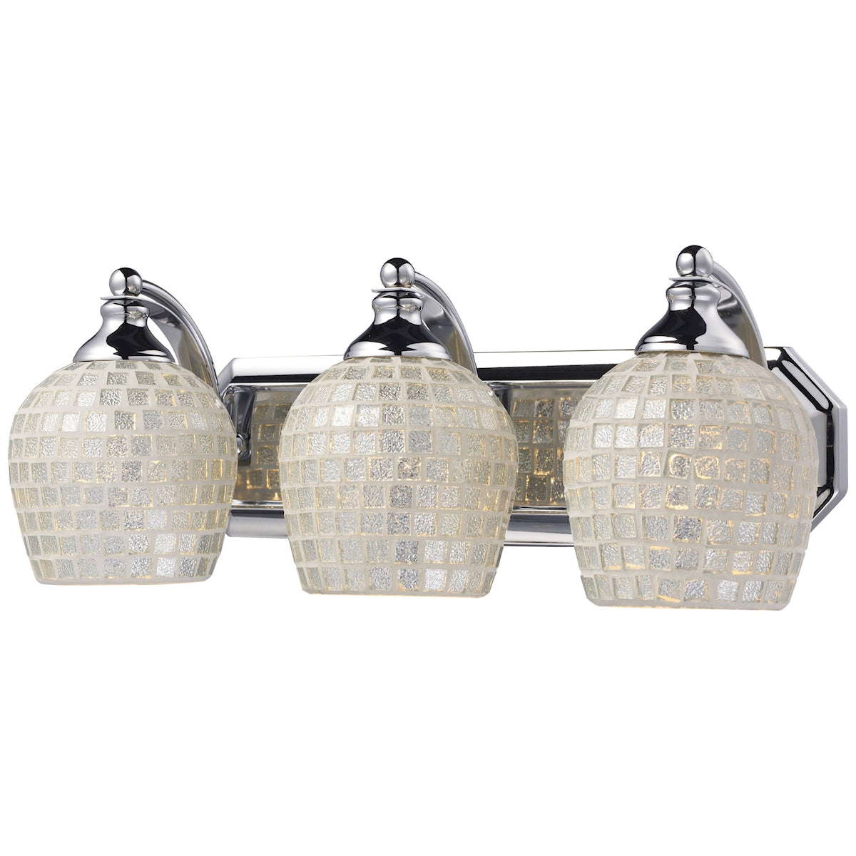 ELK Lighting 570-3C-SLV Mix and Match Vanity 3-Light Wall Lamp in Chrome with Silver Glass