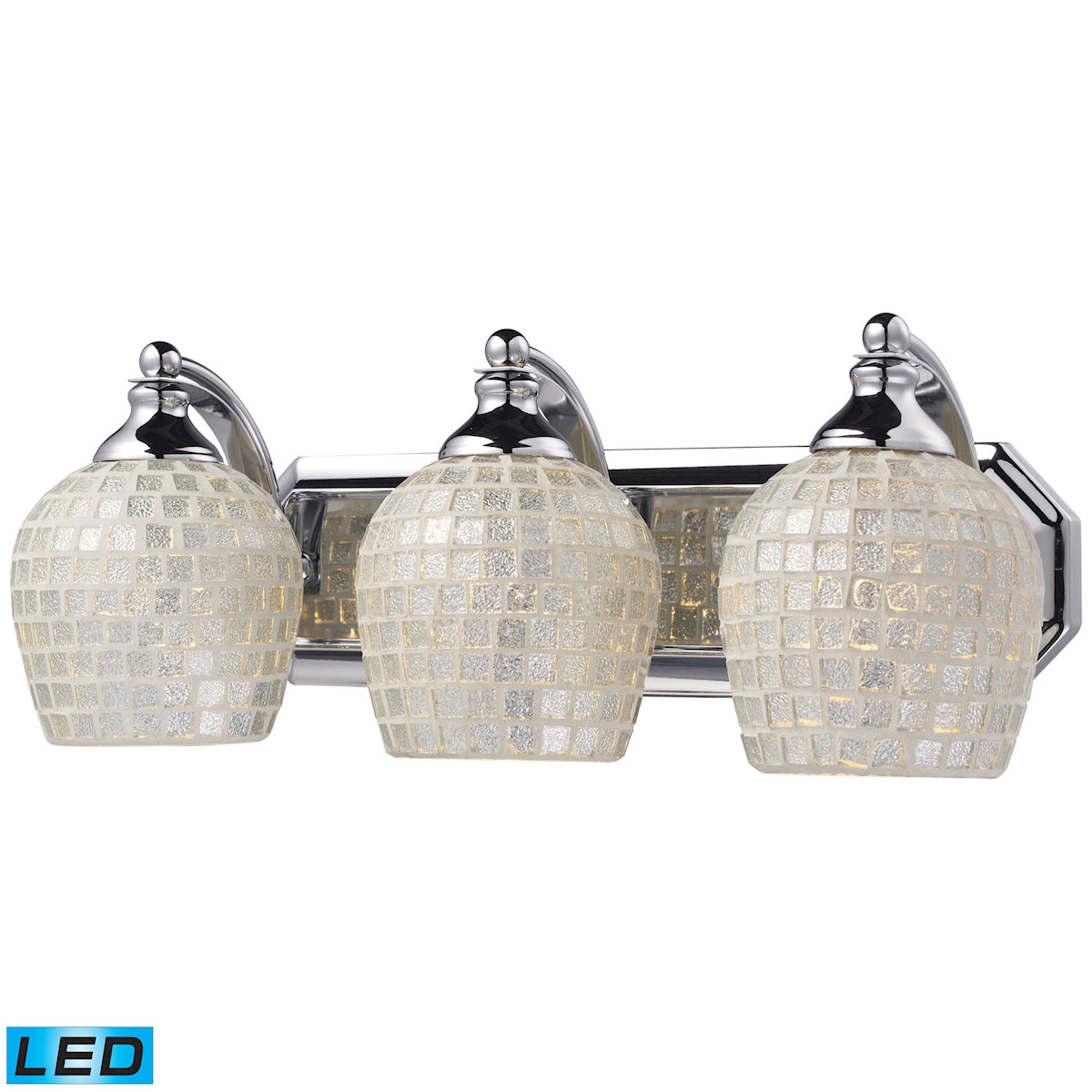 ELK Lighting 570-3C-SLV-LED Mix and Match Vanity 3-Light Wall Lamp in Chrome with Silver Glass - Includes LED Bulbs