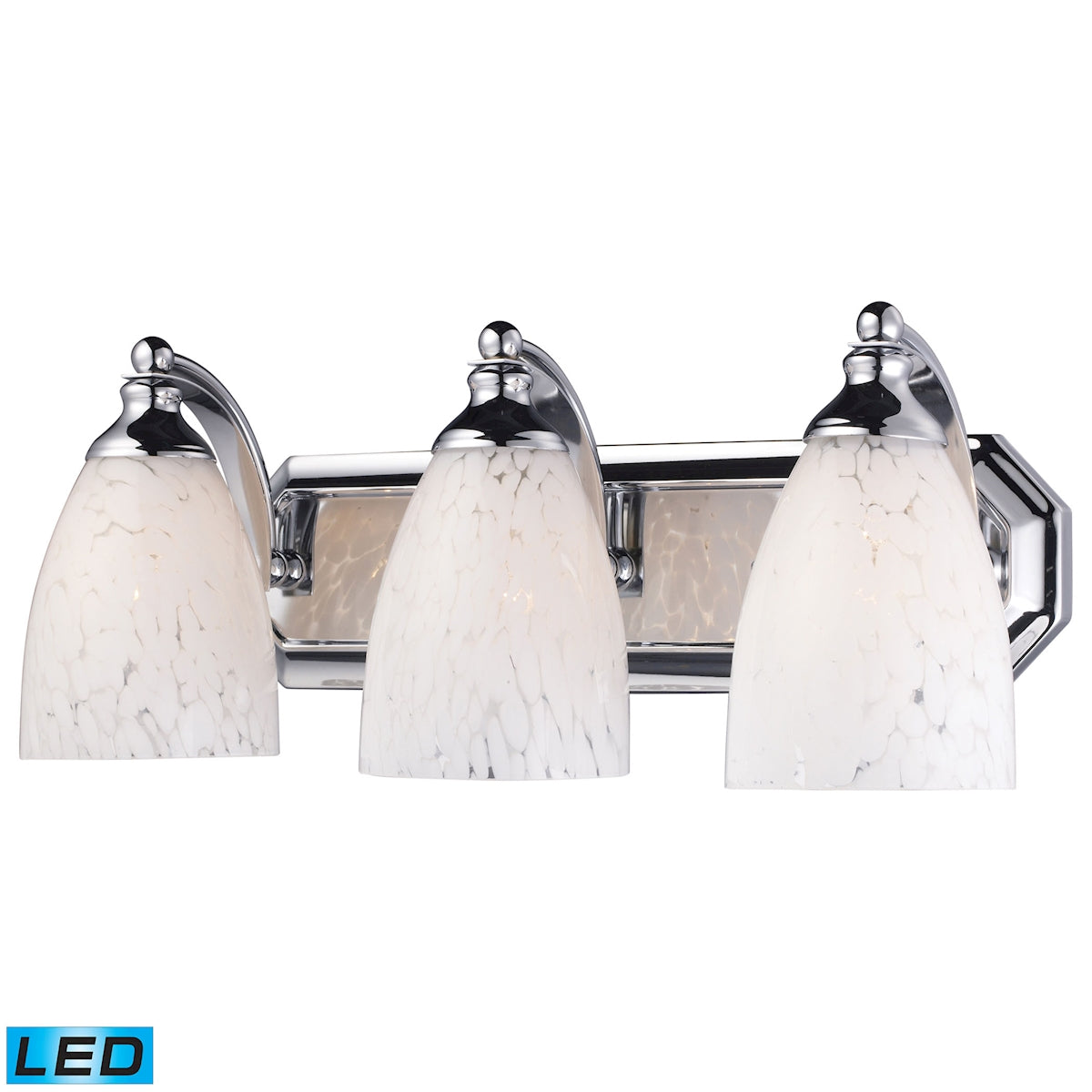 ELK Lighting 570-3C-SW-LED Mix and Match Vanity 3-Light Wall Lamp in Chrome with Snow White Glass - Includes LED Bulbs