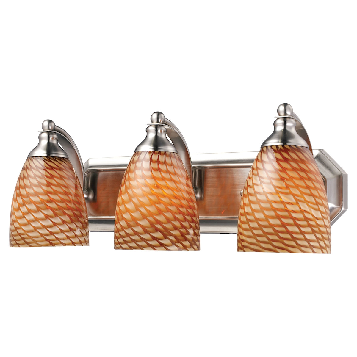 ELK Lighting 570-3N-C Mix-N-Match Vanity 3-Light Wall Lamp in Satin Nickel with Cocoa Glass