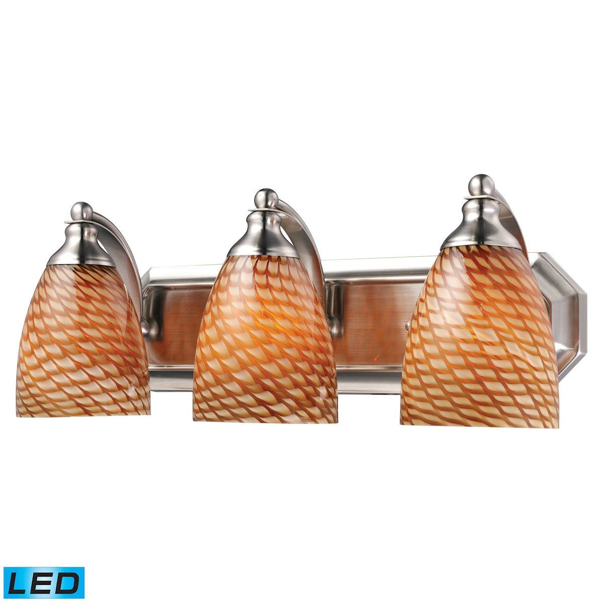 ELK Lighting 570-3N-C-LED Mix-N-Match Vanity 3-Light Wall Lamp in Satin Nickel with Cocoa Glass - Includes LED Bulbs