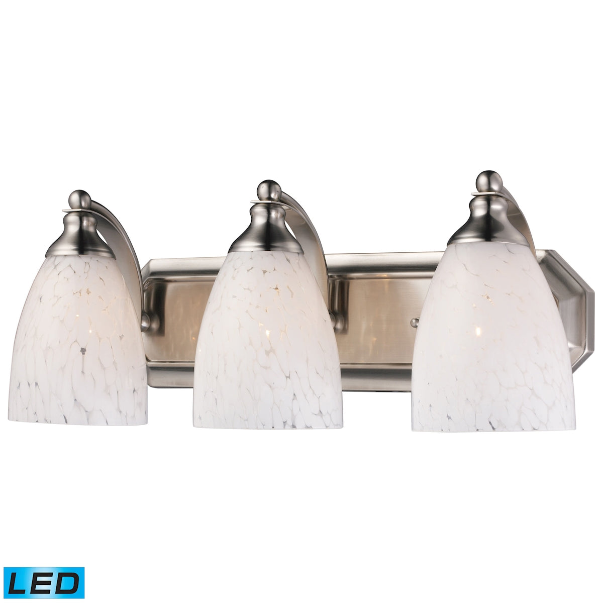 ELK Lighting 570-3N-SW-LED Mix-N-Match Vanity 3-Light Wall Lamp in Satin Nickel with Snow White Glass - Includes LED Bulbs
