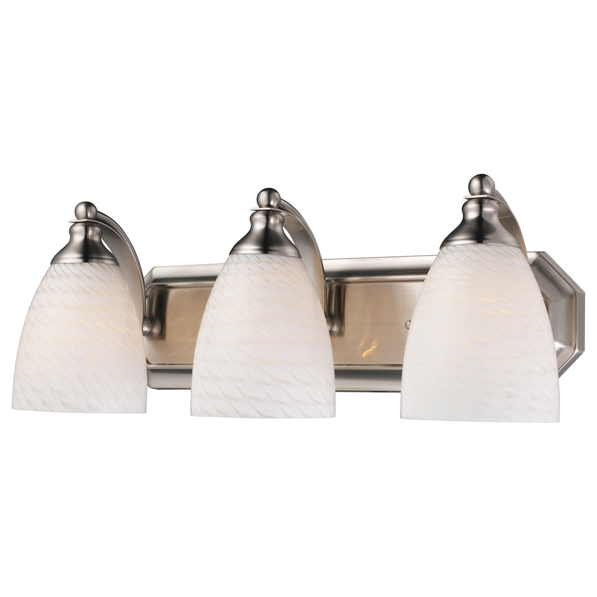 ELK Lighting 570-3N-WS Mix-N-Match Vanity 3-Light Wall Lamp in Satin Nickel with White Swirl Glass