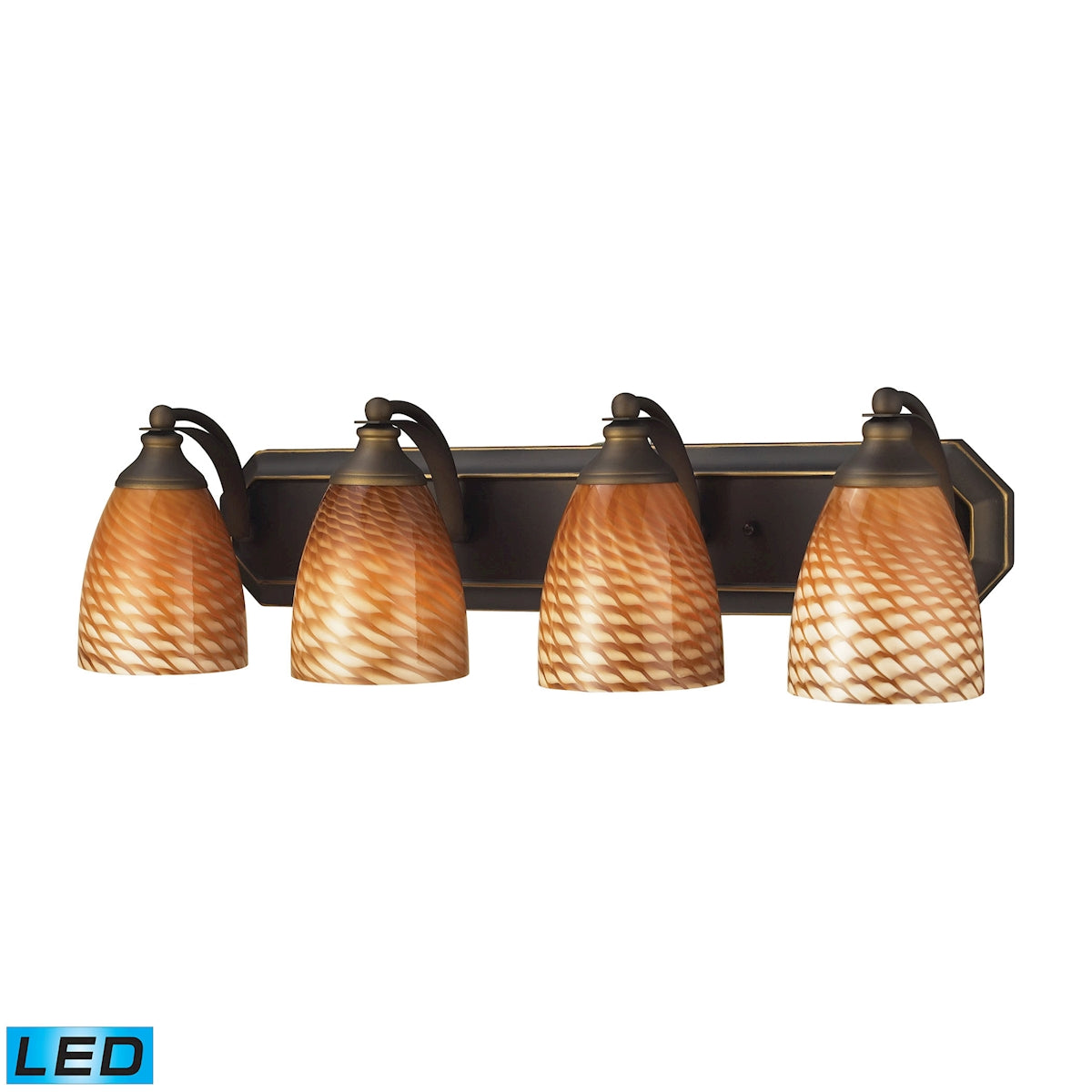 ELK Lighting 570-4B-C-LED Mix-N-Match Vanity 4-Light Wall Lamp in Aged Bronze with Cocoa Glass - Includes LED Bulbs